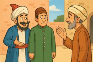 मुल्ला नसीरुद्दीन और जमाल अचकन पहने हुए – मजेदार कहानी का दृश्य