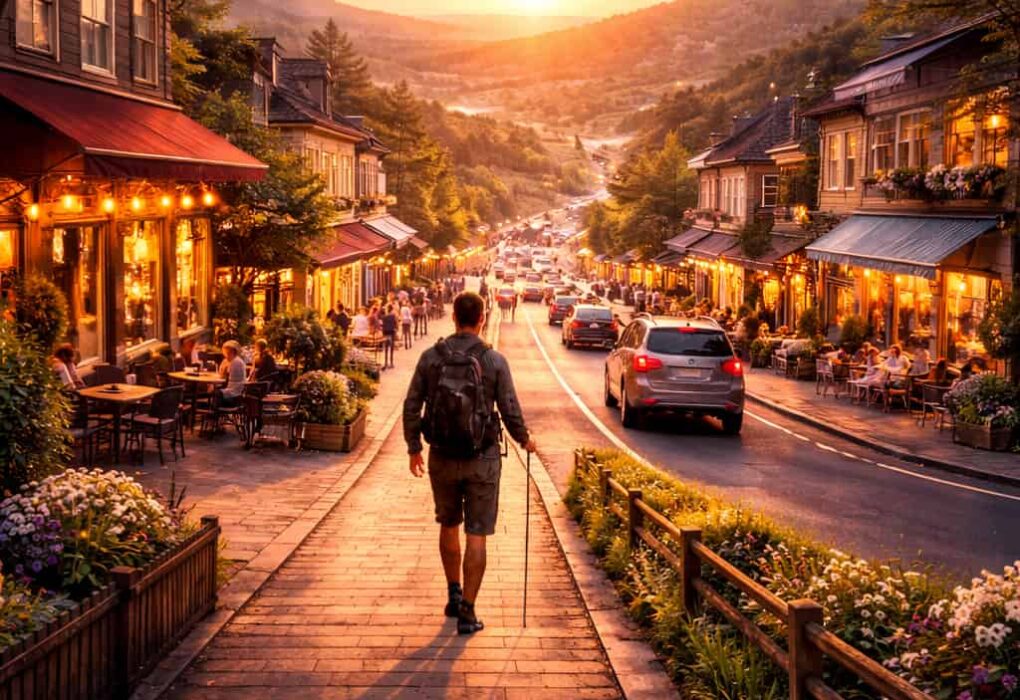 जीवन की अनवरत यात्रा का प्रतीक – शहर के रास्ते पर चलता एक यात्री